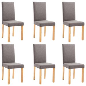 Ensemble de 6 chaises de salle à manger en tissu taupe et en bois de caoutchouc, taille standard - Product Image 2