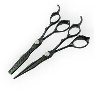 Black Barber Hair Scissors Set 6.5 Inch Curved Cutting <b>Shears</b> Thinning <b>Shears</b> Salon Grooming - Product Image 2