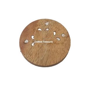 Acacia Wood Round <b>Coasters</b> <b>for</b> <b>Drinks</b> Stylish Mats & Pads <b>for</b> Wine Bar Table & Hotel Use - Product Image 1