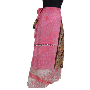 38 Inch 2026 Fashion for Women 2 Layered Art Silk Sari Reversible Summer Beach Wear Magic <b>Wrap</b> <b>Skirts</b> 2 Layer Reversible Magic - Product Image 1