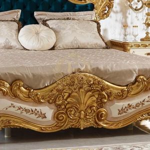 Offre Spéciale : Ensemble de Chambre Luxe Mandarin Oriental Royal Or Sculpté, Cadre de Lit Rembourré Bleu Marine, Style Palais Classique Européen - Product Image 4