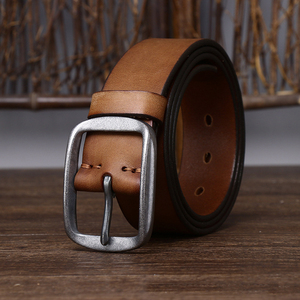 CLASSICAL TRENDS New Black Brown Cow Hide Genuine Leather Belt for Men Pin Buckle Handmade Durable Waterproof 3.5cm Casual - Product Image 2
