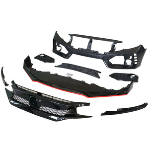 Couvercle de pare-chocs avant PP <span class=keywords><strong>Type</strong></span> <span class=keywords><strong>R</strong></span> Style avec calandre noire brillante et lèvre avant avec ligne rouge pour <span class=keywords><strong>Honda</strong></span> Civic 2016-2021 - Product Image 4