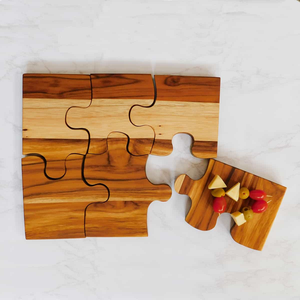 Ensemble de quatre dessous-de-verre en bois en forme de puzzle, de forme irrégulière, de haute qualité et au meilleur design - Product Image 3