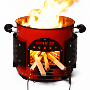 Stainless Steel Freestanding Modern Red Color Eco-Friendly Heavy Duty Wood Burning & Cooking Stove Outdoor Kitchen - Product Image 4