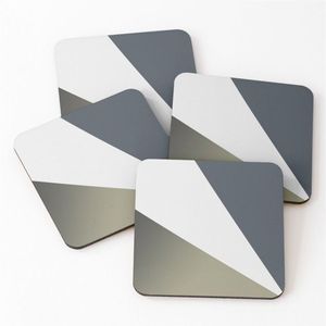 Sous-verres carrés en marbre en gros, lot de 4, en résine de pierre noire et blanche avec incrustation dorée, durables et résistants à la chaleur - Product Image 4
