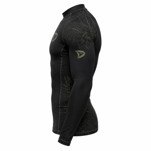 Men's Full Sleeve Rash Guard <b>Black</b> Raised Rubber Print Anti-Uv Breathable 220g Spandex Polyester Adult Swim <b>Shirt</b> - Product Image 3