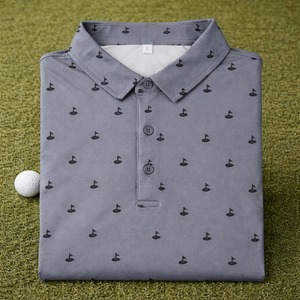 High Quality Customized Logo Men's Golf Polo Shirt Button Front Spandex/Polyester Four-Way Stretch Eco-Friendly Breathable - Product Image 6