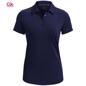 Polo à manches courtes pour femme avec logo brodé sur le devant, style décontracté, 100% polyester tissé et respirant - Product Image 6