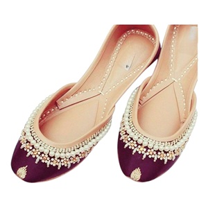 Zapatos Planos de Mujer, Estilo Bailarinas, de Terciopelo Morado, con Adorno de Perlas, Correa en T, Punta Redonda, Sin Cordones - Product Image 1