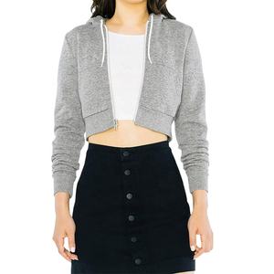 Women's Summer Streetwear Fashion <b>Crop</b> Hoodie New Style Long Sleeve <b>Zip</b>-<b>up</b> Fleece with Front Logo Hooded Collar Sweatshirt - Product Image 4