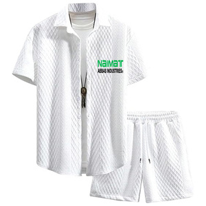 Conjunto de Camiseta y Pantalones Cortos de Algodón 100% con Tejido Waffle Blanco para Hombre de Naimat Abbas Industries, Informal, Transpirable, para Verano, Gimnasio y Running - Product Image 1