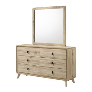 Cómoda Moderna de Mediados de Siglo, Acabado Inspirado en Madera Cálida, Texturas Naturales, Amplio Espacio de Almacenamiento, Seis Cajones, Mueble de Madera, Color Beige - Product Image 4