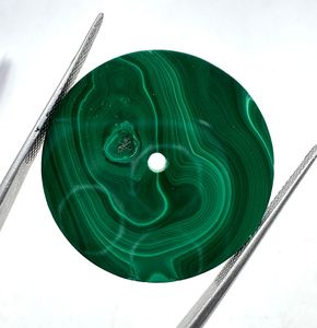 Natural Malachite Watch Dial : 31.50 mm Round One Sided Polished Watch <b>Face</b> - Product Image 3