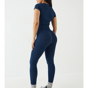 Leggings Deportivos Personalizados con Efecto Push-Up, Cintura Alta, Bolsillo, Spandex, Nailon, Color Sólido, para Gimnasio y Yoga - Product Image 2