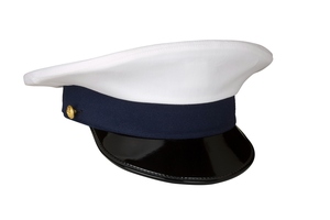 Premium Untrimmed Dress Cap White Crown with Plain Visor, Braided Strap Fittings and High Quality Structured Design - Product Image 3