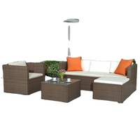 Ensemble de canapés de jardin extensibles modernes en rotin tressé haute performance avec plateau en verre pour usage extérieur DL