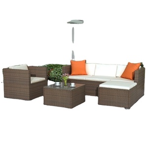 Meubles de jardin modernes, ensemble de canapés avec/meubles de jardin en rotin haute performance, vente de meubles de jardin en rotin poly rotin en osier pour l'extérieur en verre DL - Product Image 1