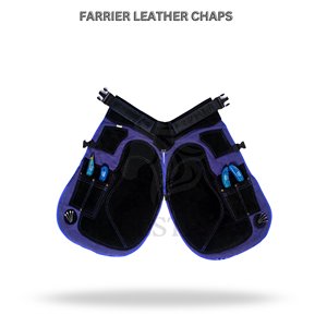 Tablier de fermeur en cuir pour le soin des sabots de cheval, avec jambières fendues et poches pour outils - Product Image 2