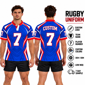 Vente en gros de t-shirts de rugby pour hommes, maillots de football américain en coton, polos de rugby personnalisés pour toutes les équipes, manches longues pour hommes - Product Image 1