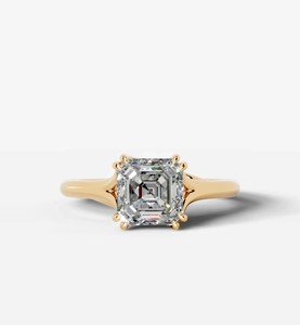 Anillo de compromiso de lujo con moissanita talla Asscher de 7x7mm, engaste de engaste de garra, plata de ley 925 chapada en oro, para boda, novia, promesa, fiesta - Product Image 1