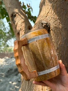 Mug à thé en bois massif écologique, verre à bière réutilisable avec poignée, tasse à boire artisanale, coffret cadeau - Product Image 2