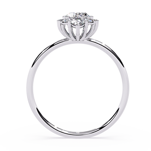 Bague de fiançailles Trilogy en diamant, ovale, poire, marquise, halo, plaqué or blanc, bijoux - Product Image 4