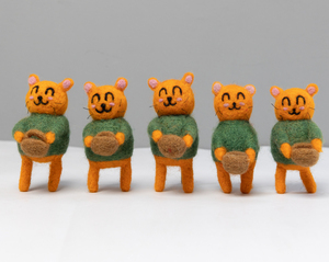 Wholesale Handmade Felt & Yarn Wool Orange Cat with <b>Easter</b> Basket <b>Ornament</b> for Hanging Decor Spring Decorations Sensory Play Toy - Product Image 3