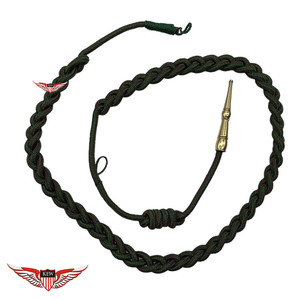 Cordon de parade tressé en nylon vert, aiguillette dorée, cordon d'épaule français avec embout doré pour aiguillette - Product Image 1