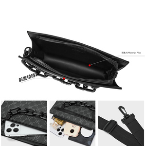 Sac bandoulière messager en PU pour homme, petit format, imprimé personnalisé, avec fermeture éclair, pour usage quotidien et extérieur - Product Image 2