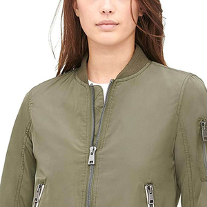 Classic <b>Women</b> <b>Bomber</b> <b>Jacket</b> With <b>Lightweight</b> Fabric Comfortable Structure And Reliable Zipper Closure Suitable For Layering - Product Image 4