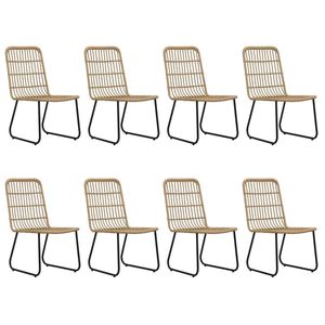 Conjunto de Comedor Grande de Roble y Ratán Sintético Negro con Acero y Vidrio, Muebles de Jardín - Product Image 3