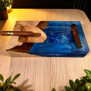 Exclusivo Cenicero de Escritorio Clásico de Madera, Accesorio para Fumar Hecho a Mano, Porta Cigarros Cuadrado, Decoración Rústica Premium para el Hogar - Product Image 6