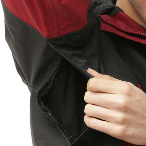 Men's Hooded <b>Waterproof</b> <b>Jacket</b> Color Blocking <b>Red</b> Black Sporty Winter Outerwear Zipper Closure Regular Fit Polyester Shell - Product Image 3