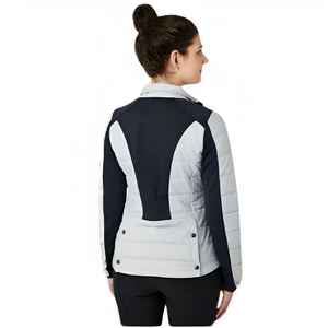 Chaqueta de equitación para mujer, gris claro, con cremallera completa, de algodón y poliéster, con detalles en negro, para salto de obstáculos, con logotipo personalizado, modelo VI-HRJ-0041 - Product Image 2