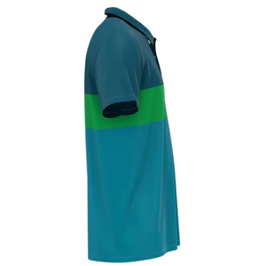 เสื้อโปโลแขนสั้นผู้ชาย ลายบล็อกสี ทีเรียล กรีน บลู  แบบลำลอง ทรงปกติ - Product Image 4