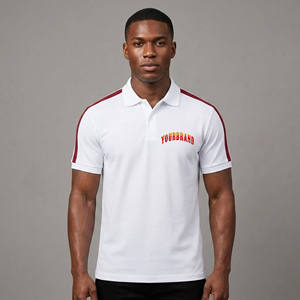 Camiseta Deportiva Blanca de Manga Corta para Hombre TERZO SPORTS, con Ribete Rojo en Contraste, Logotipo Frontal, Corte Regular, Estilo Casual, Tela Piqué, Venta al Por Mayor - Product Image 4