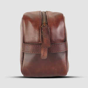 Genuine Leather Travel Toiletry Bag Zipper Crossbody <b>Pouch</b> Vintage Shoulder Cosmetic Bag for <b>Work</b> and School - Product Image 3