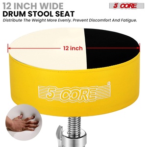 5 Core <b>Drum</b> Throne 5" Padded Guitar Stool Adjustable Heavy Duty Music Chair Seat w Luxury Velvet Top - Product Image 4