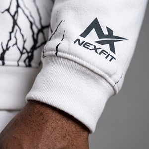 Men’s White Crack Print Tracksuit <b>Set</b> Graphic Crewneck Sweatshirt & Jogger <b>Pants</b> <b>2</b> <b>Piece</b> Streetwear Sportswear <b>Set</b> - Product Image 5