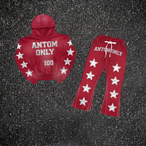 Custom Pink <b>Y2K</b> Streetwear <b>Tracksuit</b> Rhinestone Star Hoodies flared Sweatpants Set Heavyweight Fleece Unisex Two Piece Suits - Product Image 5