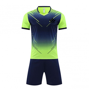 Ensemble de maillot de football personnalisé bleu marine dégradé, col en V, manches courtes, uniforme d'équipe adulte sublimé avec short - Product Image 5