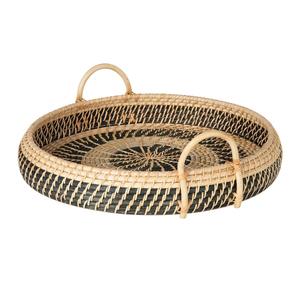 Round Rattan Serving <b>Tray</b> for <b>Breakfast</b> Home Decor Natural Handwoven Basket <b>Tray</b> - Product Image 1