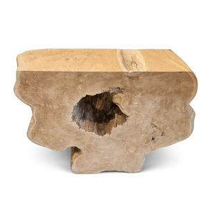 Table console durable en bois de teck recyclé sculpté à la main, design abstrait éco-responsable, best-seller pour couloir - Product Image 3