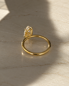Bague solitaire classique pour femme, plaquée or jaune, diamant taille marquise de pureté 100% cultivé en laboratoire, pour mariage, fiançailles, fête, cadeau - Product Image 3