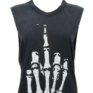 Débardeur en jersey de coton tricoté écologique anti-rétrécissement pour femme, décontracté, court, col rond, avec broderies et appliques de sequins décoratifs - Product Image 6