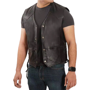 Handmade Genuine <b>Leather</b> Motorcycle Vest for <b>Men</b> Two Tone Brown & Black Biker <b>Waistcoat</b> with Snap Button Closure Bulk Order - Product Image 6