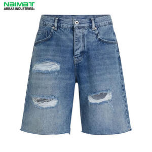 Pantalones Cortos de Mezclilla Desgastados para Hombre, Pantalones Cortos de Mezclilla Azules Rotos de Alta Calidad, Ropa de Calle Informal de Verano, Pantalones Cortos de Cinco Puntos de Algodón - Product Image 1