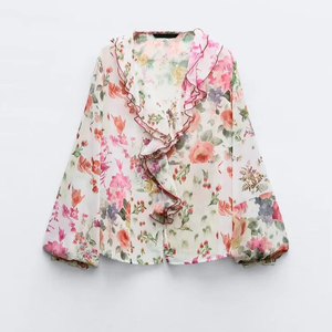 Vêtements féminins de qualité supérieure, confortables et tendance, hauts à imprimé floral pour femmes, pour occasions décontractées, fêtes et sorties, en provenance d'Inde, en gros. - Product Image 1