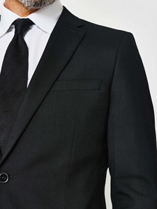 Costume d'affaires noir pour homme en polyester/coton, grande taille, simple boutonnage, col à revers, devant plat, coupe droite, infroissable, pour adultes - Product Image 3